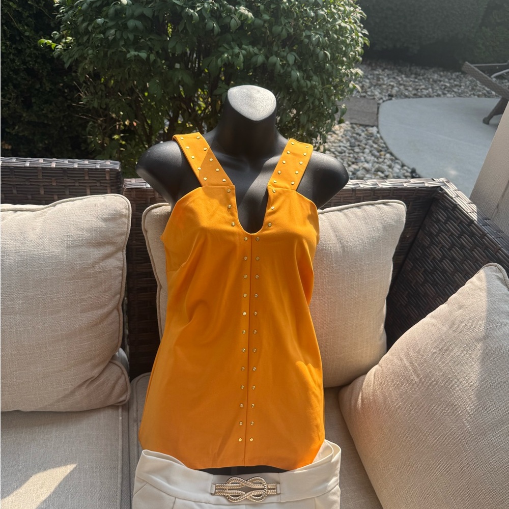 INC International Concepts Orange Studded Tank Top
